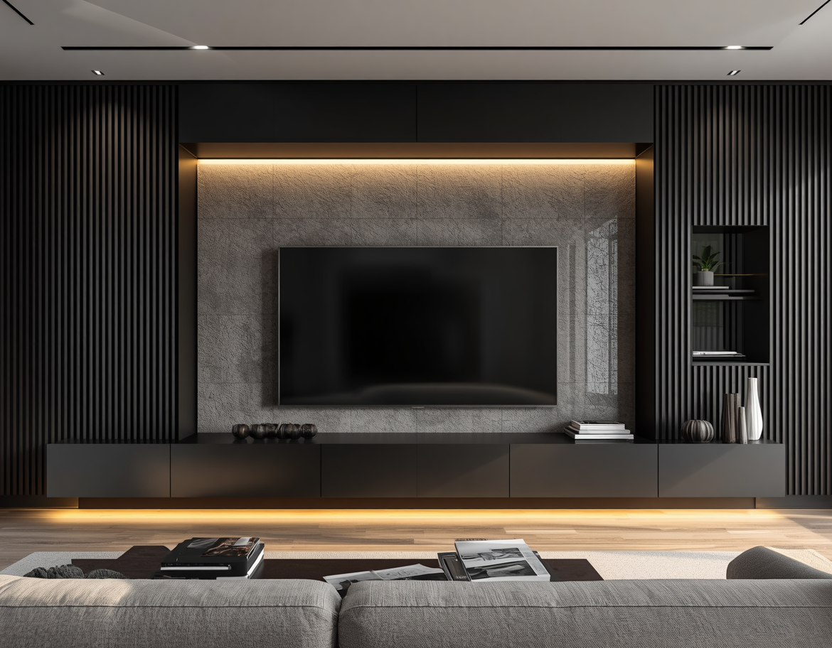 Bespoke media wall installation in Hertfordshire showcasing custom floating cabinetry, integrated LED lighting and premium craftsmanship by Furnitureistic