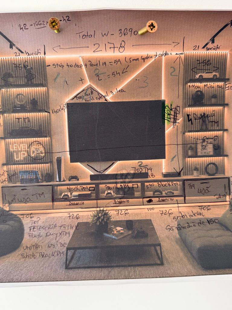 generated inspiration concept used as the starting point for designing a bespoke media wall before technical planning and manufacture by Furnitureistic